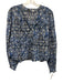 Maje Size 2 Blue, Black & White Cotton Abstract Print Long Balloon Sleeve Top Blue, Black & White / 2