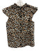 Sea New York Size L Cream, Brown & Black Cotton Flutter Cap sleeve Top Cream, Brown & Black / L