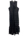 Staud Size 12 Black Polyester Sheer Overlay Pleated Tiers Stripe Dress Black / 12