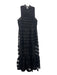 Staud Size 12 Black Polyester Sheer Overlay Pleated Tiers Stripe Dress Black / 12