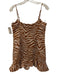 Lovers + Friends Size L Beige & Brown Polyester Animal Stripe Ruffle Hem Dress Beige & Brown / L