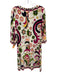 Ali Ra Size 12 Cream White & Multi Polyester Blend Boat Neck Floral Print Dress Cream White & Multi / 12