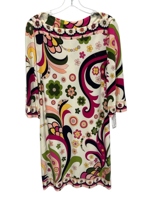 Ali Ra Size 12 Cream White & Multi Polyester Blend Boat Neck Floral Print Dress Cream White & Multi / 12