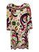 Ali Ra Size 12 Cream White & Multi Polyester Blend Boat Neck Floral Print Dress Cream White & Multi / 12