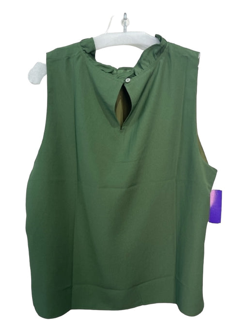 J Crew Size XL Hunter Green Polyester Mock Neck Ruffle Collar Sleeveless Top Hunter Green / XL