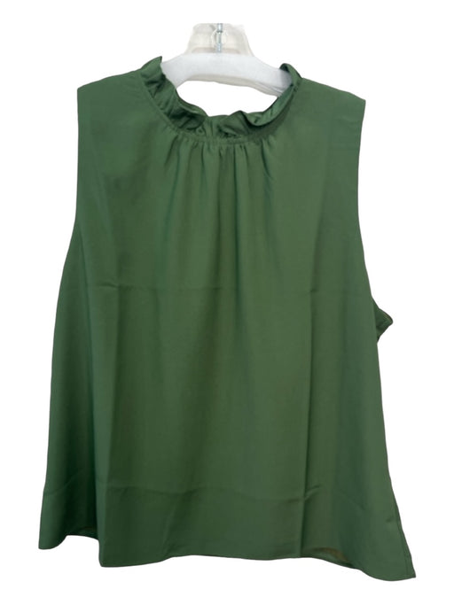 J Crew Size XL Hunter Green Polyester Mock Neck Ruffle Collar Sleeveless Top Hunter Green / XL