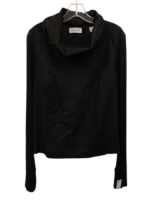 Marcella Size Medium Black Viscose Blend Long Sleeve Chimney Neck Top Black / Medium