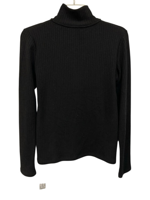 Vince Size Medium Black Rayon Blend Long Sleeve Ribbed Mock Neck Sweater Black / Medium