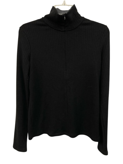 Vince Size Medium Black Rayon Blend Long Sleeve Ribbed Mock Neck Sweater Black / Medium