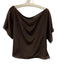 Inclan Studio Size L Brown Sheer Boat Neck Short Sleeve Top Brown / L