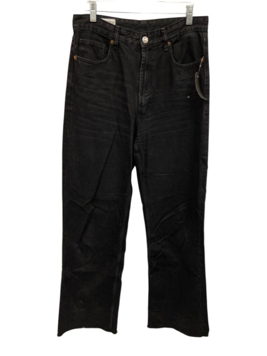 Zara Size 8 Medium Wash Denim High Rise Wide Leg Raw Hem Jeans Medium Wash / 8