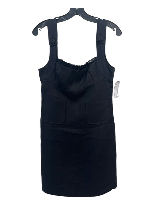 Derek Lam Size 6 Black Linen Sleeveless Lace Trim Front Pocket Sheath Dress Black / 6