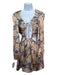 More To Come Size S Blue & Beige Polyester Paisley Long Sleeve Tie Dress Blue & Beige / S