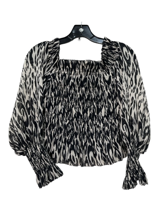 ALLSAINTS Size 6 Black & White Polyester Off Shoulder Zebra Print Top Black & White / 6