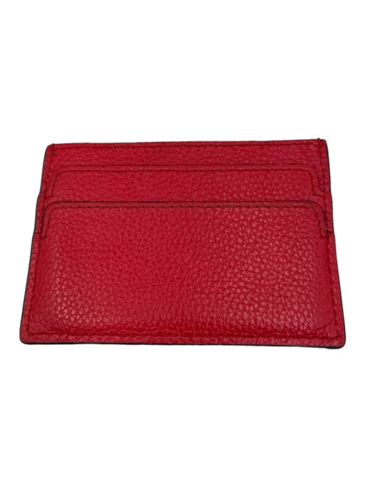 Alexander McQueen Red Pebbled Leather Skull Gold Hardware Card holder Wallets Red