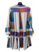 Devotion Twins Size S White & Multi Cotton Geometric Striped 3/4 Sleeve Dress White & Multi / S