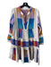 Devotion Twins Size S White & Multi Cotton Geometric Striped 3/4 Sleeve Dress White & Multi / S