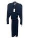 Reiss Size 6 Navy Polyester Surplice Long Sleeve Belted Pleated Dress Navy / 6