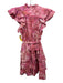 Ulla Johnson Size 10 Pink & Brown Cotton Ruffle Cap Sleeve Floral V Neck Dress Pink & Brown / 10