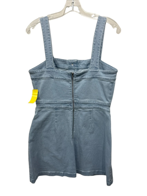 Amanda Uprichard Size L Light Wash Cotton Denim Shoulder Straps Darted Dress Light Wash / L