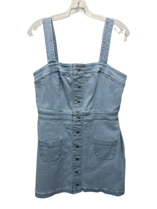 Amanda Uprichard Size L Light Wash Cotton Denim Shoulder Straps Darted Dress Light Wash / L