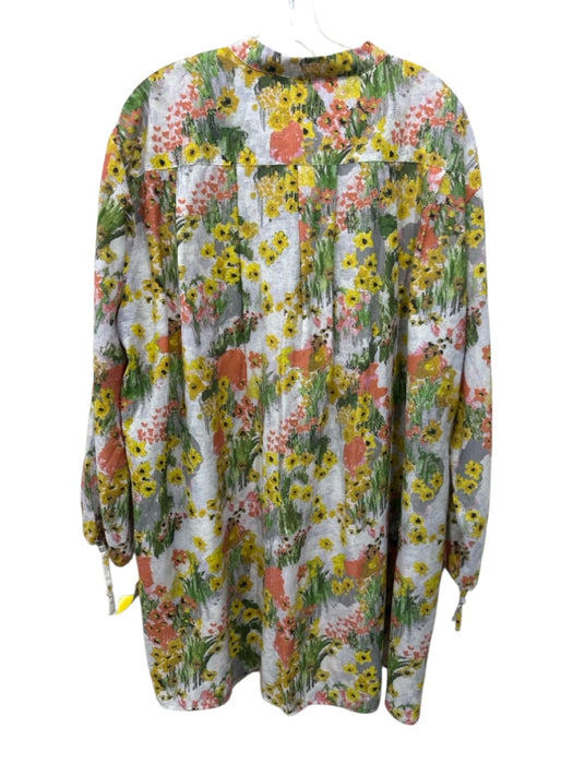 Stine Goya Size S Orange, Green & Yellow Cotton 1/4 Button Floral Tunic Dress Orange, Green & Yellow / S