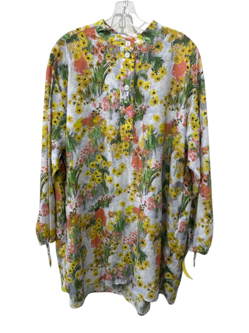 Stine Goya Size S Orange, Green & Yellow Cotton 1/4 Button Floral Tunic Dress Orange, Green & Yellow / S