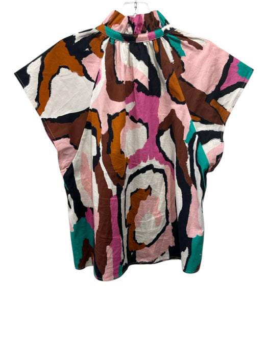 CROSBY by Mollie Burch Size S Brown, Teal & Multi Cotton Blend Short Sleeve Top Brown, Teal & Multi / S