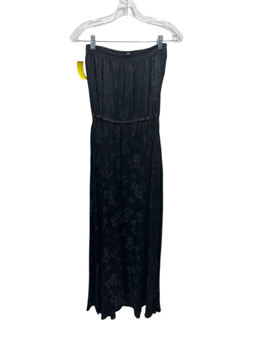 Essentiel Antwerp Size 36 Black Viscose Strapless Floral Shoe String Dress Black / 36