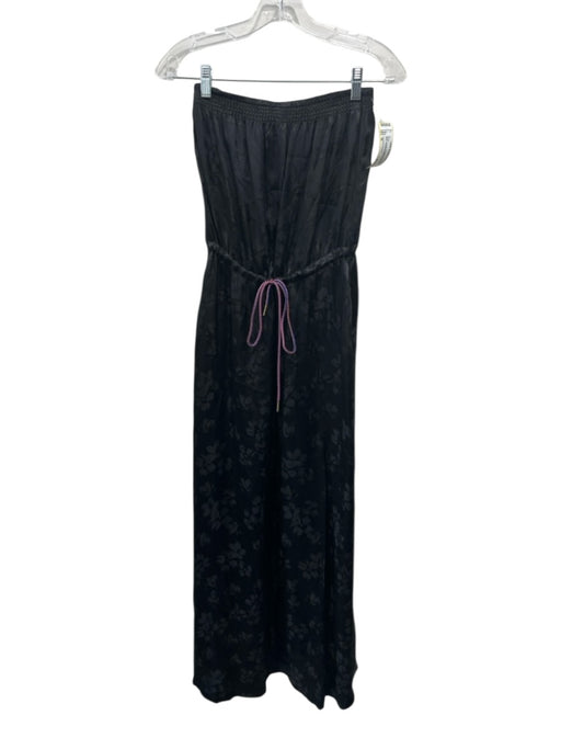 Essentiel Antwerp Size 36 Black Viscose Strapless Floral Shoe String Dress Black / 36