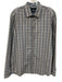 Boss Size L Gray & Baby Blue Cotton Plaid Button Up Men's Long Sleeve Shirt Gray & Baby Blue / L