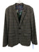 Ted Baker Gray & Blue Wool Blend Plaid notched 2 Button Men's Blazer Gray & Blue / 4