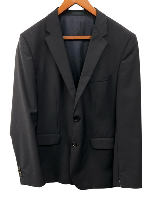 Boss Navy Blue Wool Blend Solid Notch Lapel 2 Button Men's Suit Navy Blue / 40R