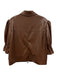 5a7 Cinq a Sept Size S Brown PU Leather Short Puff Sleeve Zip Fly Collar Jacket Brown / S