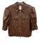 5a7 Cinq a Sept Size S Brown PU Leather Short Puff Sleeve Zip Fly Collar Jacket Brown / S