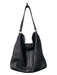 Cole Haan Black Leather Pebbled Top Zip silver hardware shoulder strap Bag Black / Large