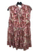 Free People Size S Pink & Beige Viscose Blend Paisley Velvet Sleeveless Dress Pink & Beige / S