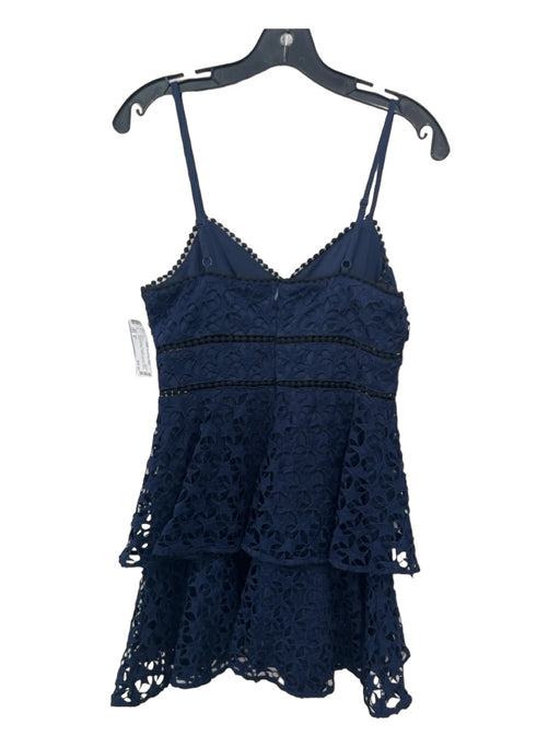 Aqua Size S Navy & Black Polyester Lace Overlay Spaghetti Strap Tiered Dress Navy & Black / S