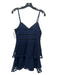 Aqua Size S Navy & Black Polyester Lace Overlay Spaghetti Strap Tiered Dress Navy & Black / S