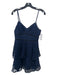 Aqua Size S Navy & Black Polyester Lace Overlay Spaghetti Strap Tiered Dress Navy & Black / S