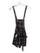 Free People Size 4 Black Brown White Cotton Plaid Overall Straps Pockets Dress Black Brown White / 4