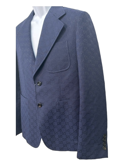 Gucci NWOT Navy Wool Blend Guccissima 2 Button Men's Blazer 46