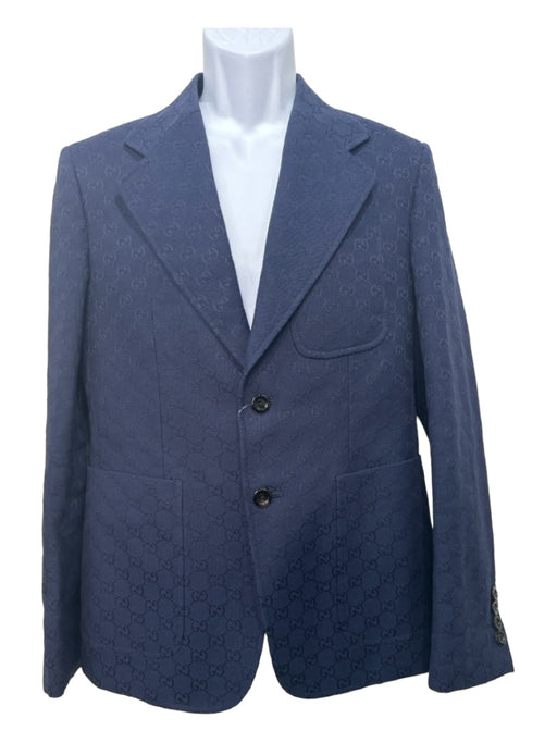 Gucci NWOT Navy Wool Blend Guccissima 2 Button Men's Blazer 46