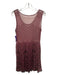 Free People Size M Burgundy & Black Mesh Beading Detail Sleeveless Knee Dress Burgundy & Black / M