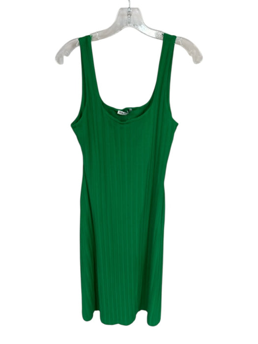 Zara Size S Green Cotton Blend Line Details Dress Green / S