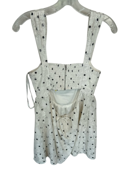 For Love & Lemons Size M White & Black Polyester Polka Dots Laces corset Dress White & Black / M
