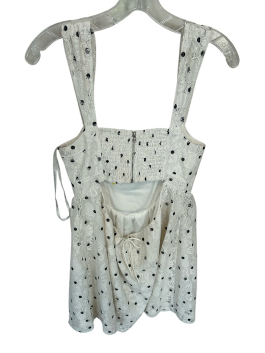 For Love & Lemons Size M White & Black Polyester Polka Dots Laces corset Dress White & Black / M