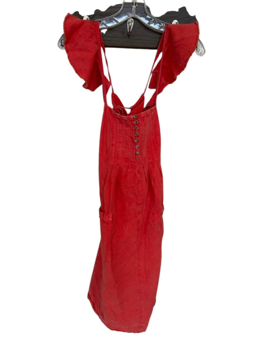 Pilcro Size XS Tomato Cotton Blend Front Pockets Buttons Strap Detail Dress Tomato / XS