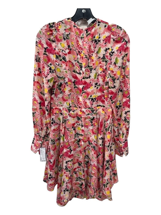 Stella McCartney Size 38 Pink, Red & Green Floral Long Sleeve Zip Back Dress Pink, Red & Green / 38