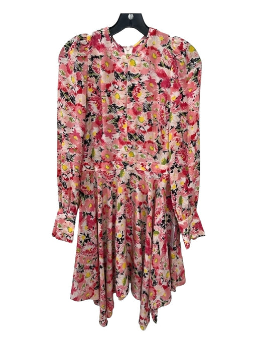 Stella McCartney Size 38 Pink, Red & Green Floral Long Sleeve Zip Back Dress Pink, Red & Green / 38